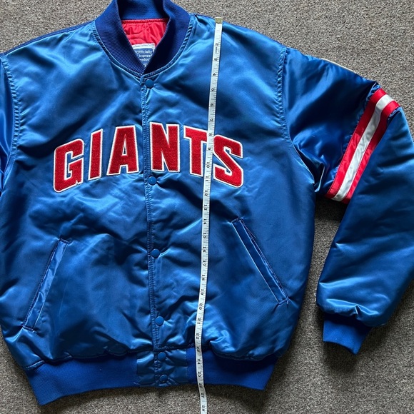 VTG 90s NFL NY Giants STARTER Quilted Snap Close Bomber Jacket Large Made In USA - Picture 10 of 16